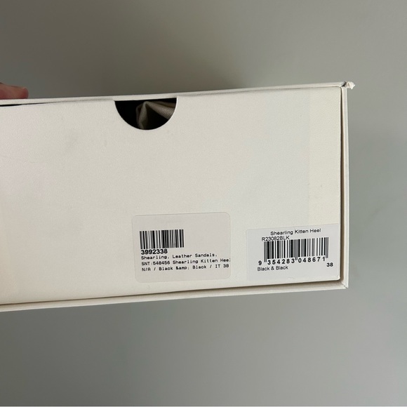 🔥NIB St Agni 🔥Black Shearling Leather Slingback Kitten Heel Sandals Size 38 - Picture 10 of 11